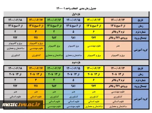 اطلاعیه شرایط و جدول زمانبندی انتخاب واحد نیمسال اول سال تحصیلی 1401 -1400 2